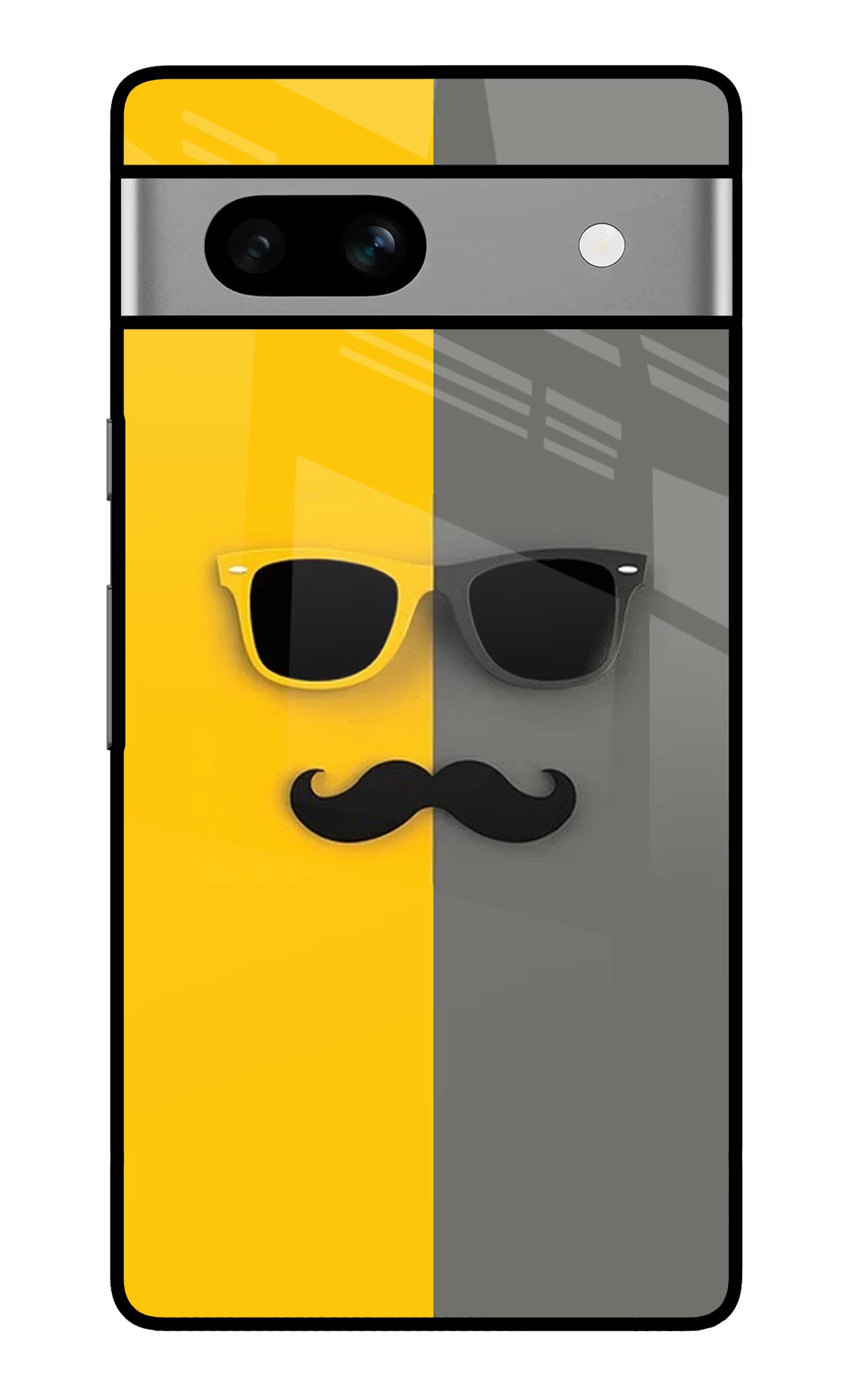 Sunglasses with Mustache Google Pixel 7A Glass Case Back Cover by Casekaro
