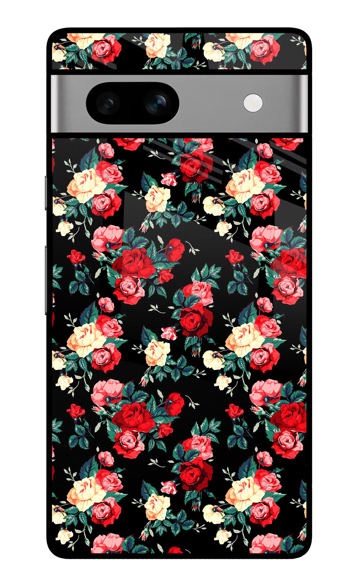 Rose Pattern Google Pixel 7A Glass Case Back Cover by Casekaro