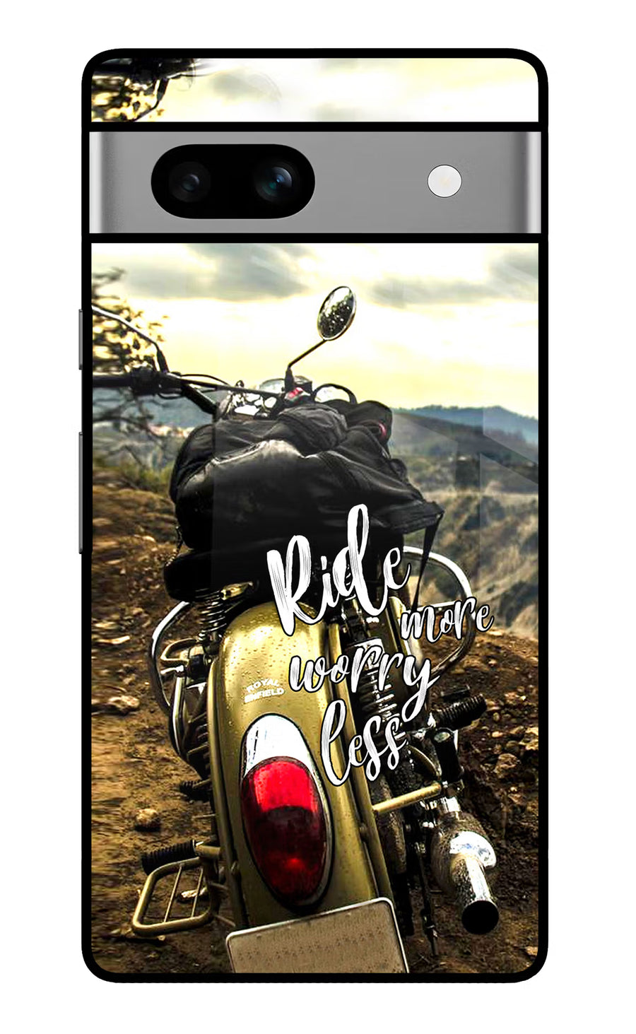 Ride More Worry Less Google Pixel 7A Back Cover, Glass case