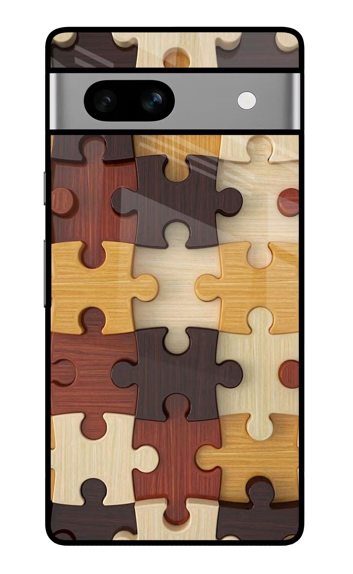Wooden Puzzle Google Pixel 7A Glass Case Back Cover by Casekaro