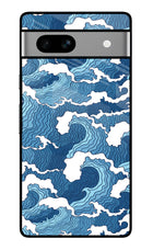 Blue Waves Google Pixel 7A Glass Case Back Cover by Casekaro