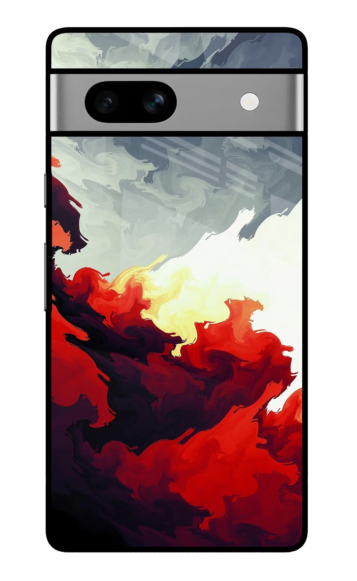 Fire Cloud Google Pixel 7A Glass Case Back Cover by Casekaro