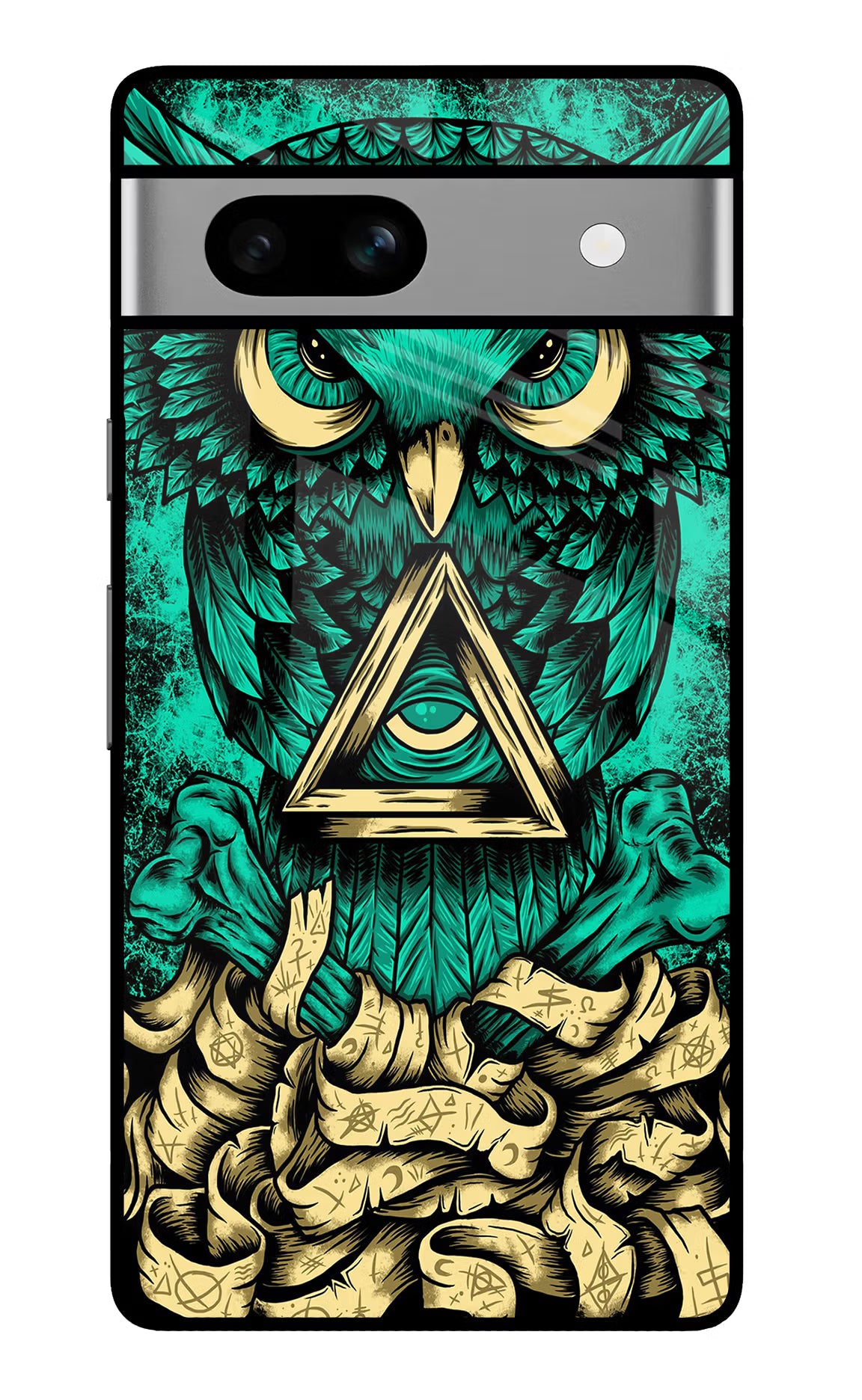 Green Owl Google Pixel 7A Glass Case Back Cover by Casekaro