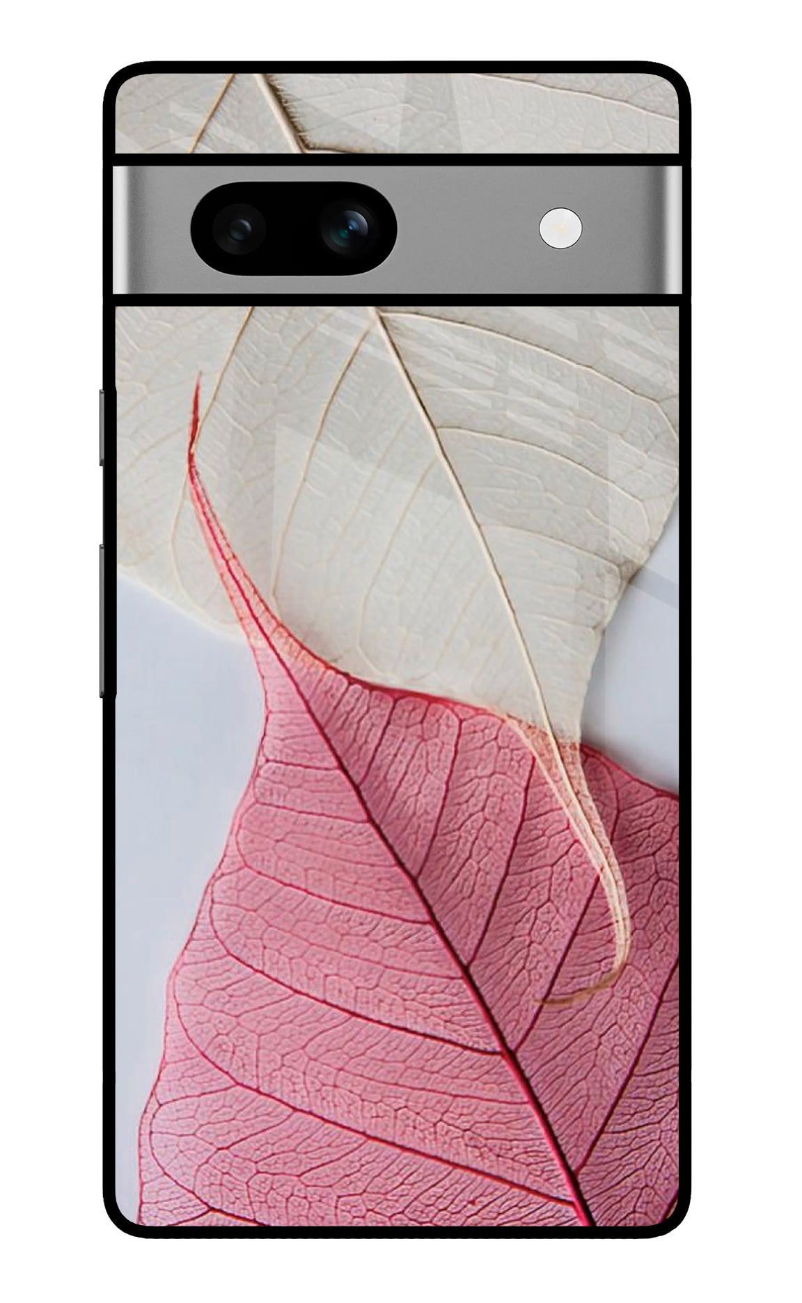 White Pink Leaf Google Pixel 7A Glass Case