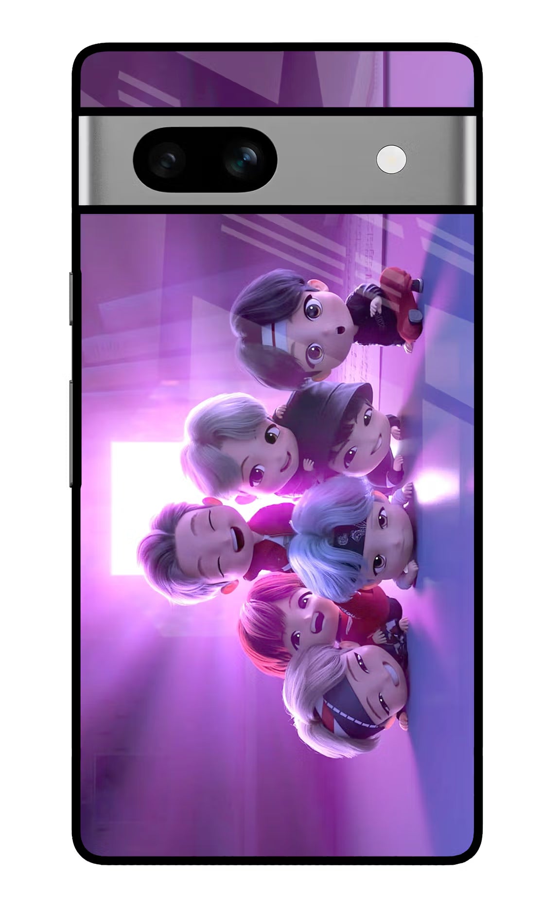 BTS Chibi Google Pixel 7A Glass Case Back Cover by Casekaro