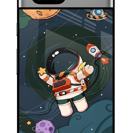 Cartoon Astronaut Google Pixel 7A Glass Case