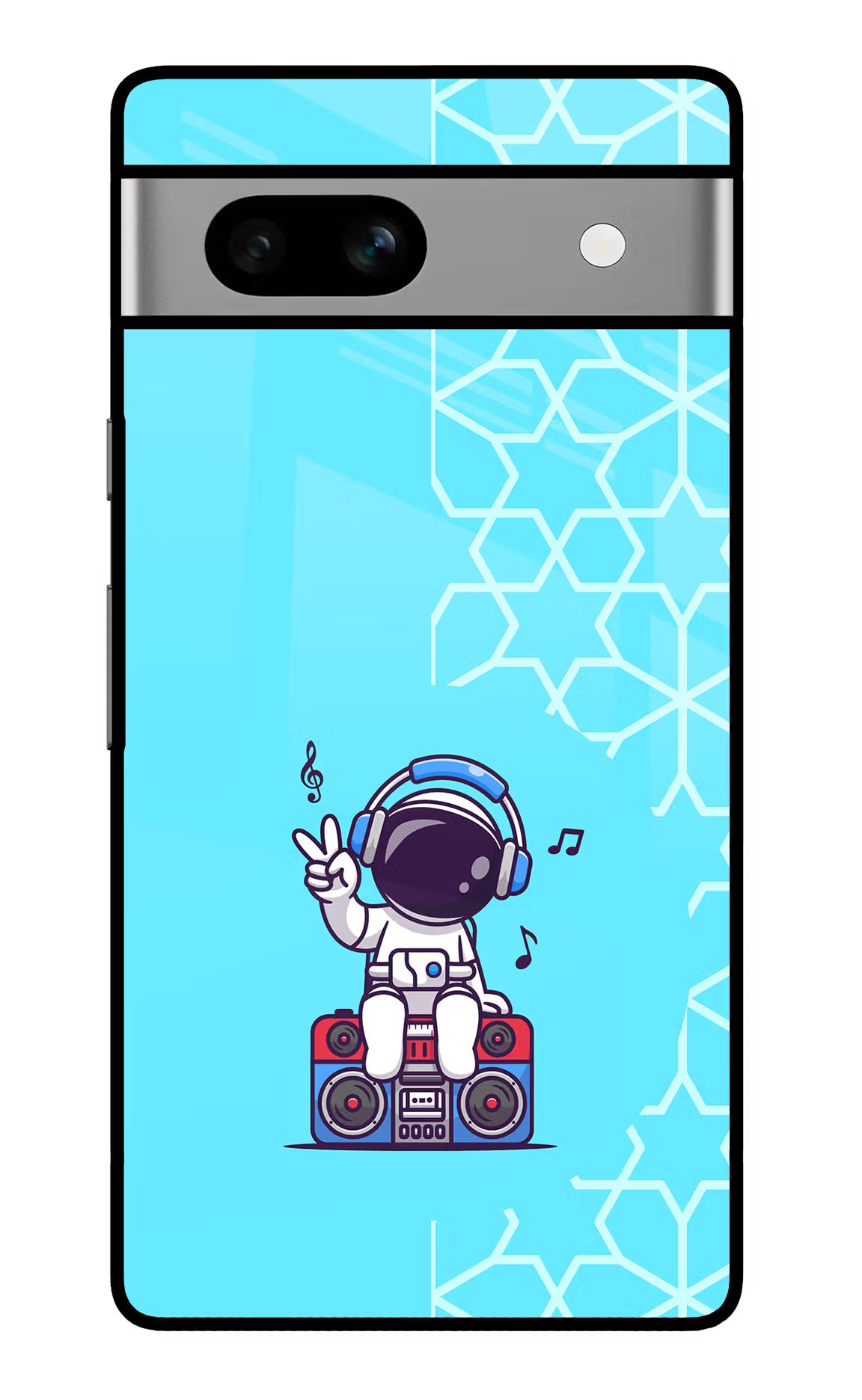 Cute Astronaut Chilling Google Pixel 7A Glass Case Back Cover by Casekaro