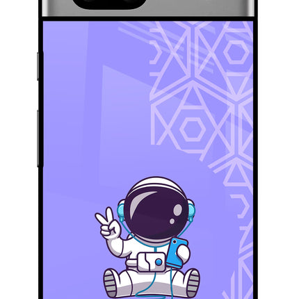 Cute Astronaut Chilling Google Pixel 7A Glass Case Back Cover by Casekaro