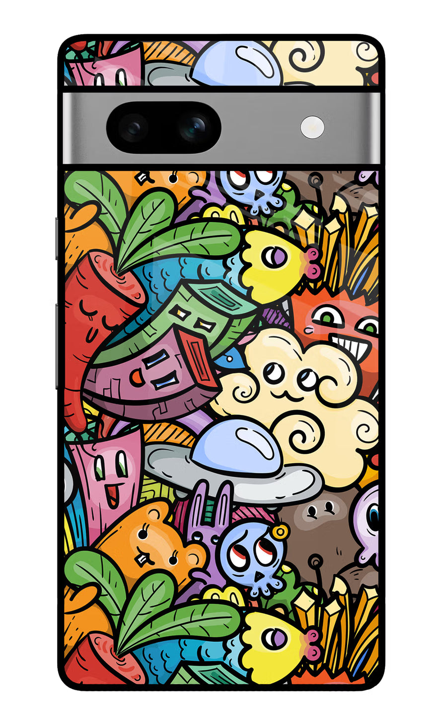 Veggie Doodle Google Pixel 7A Back Cover, Glass case