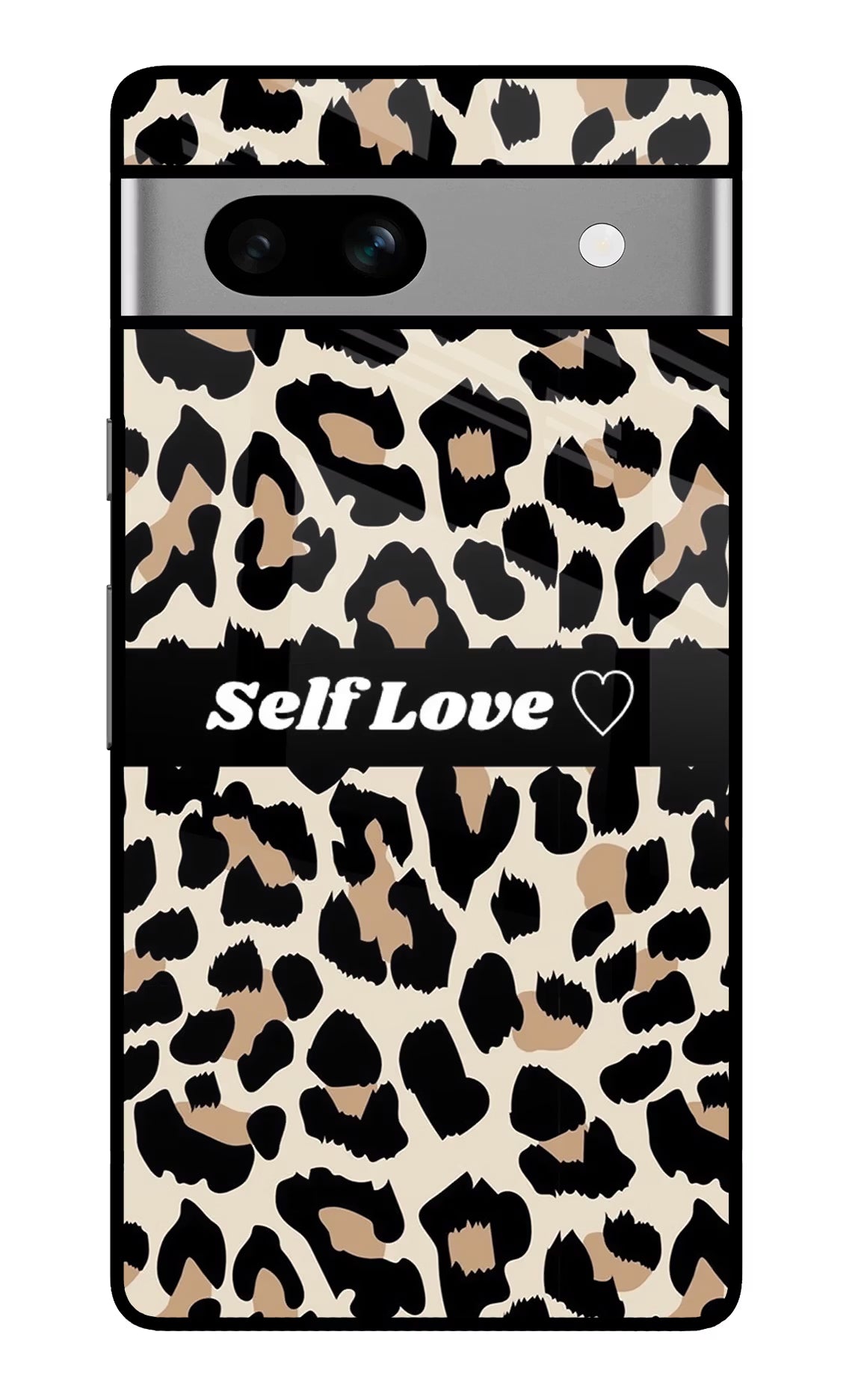 Leopard Print Self Love Google Pixel 7A Glass Case Back Cover by Casekaro