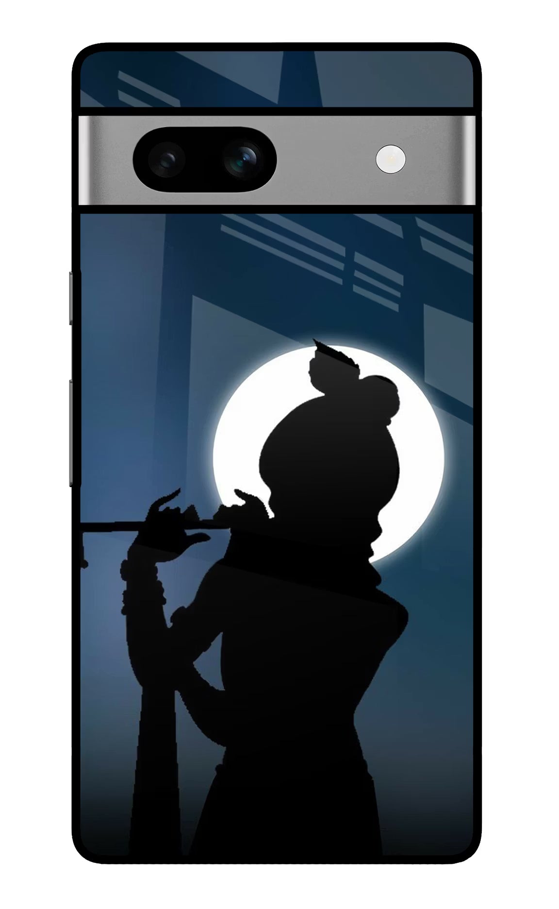 Shri Krishna Silhouette Google Pixel 7A Glass Case Back Cover by Casekaro