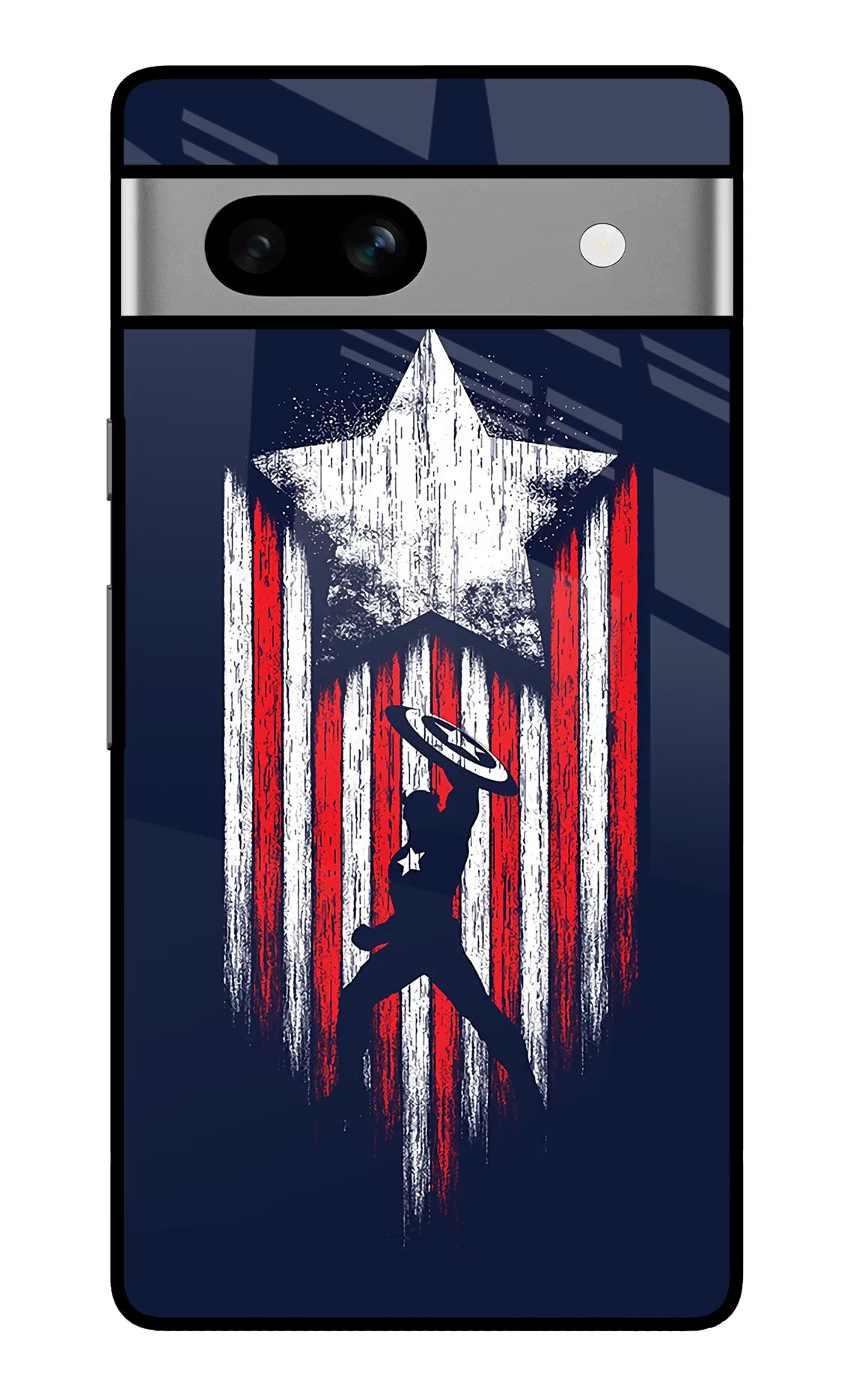 Captain America Marvel Art Google Pixel 7A Glass Case Back Cover by Casekaro