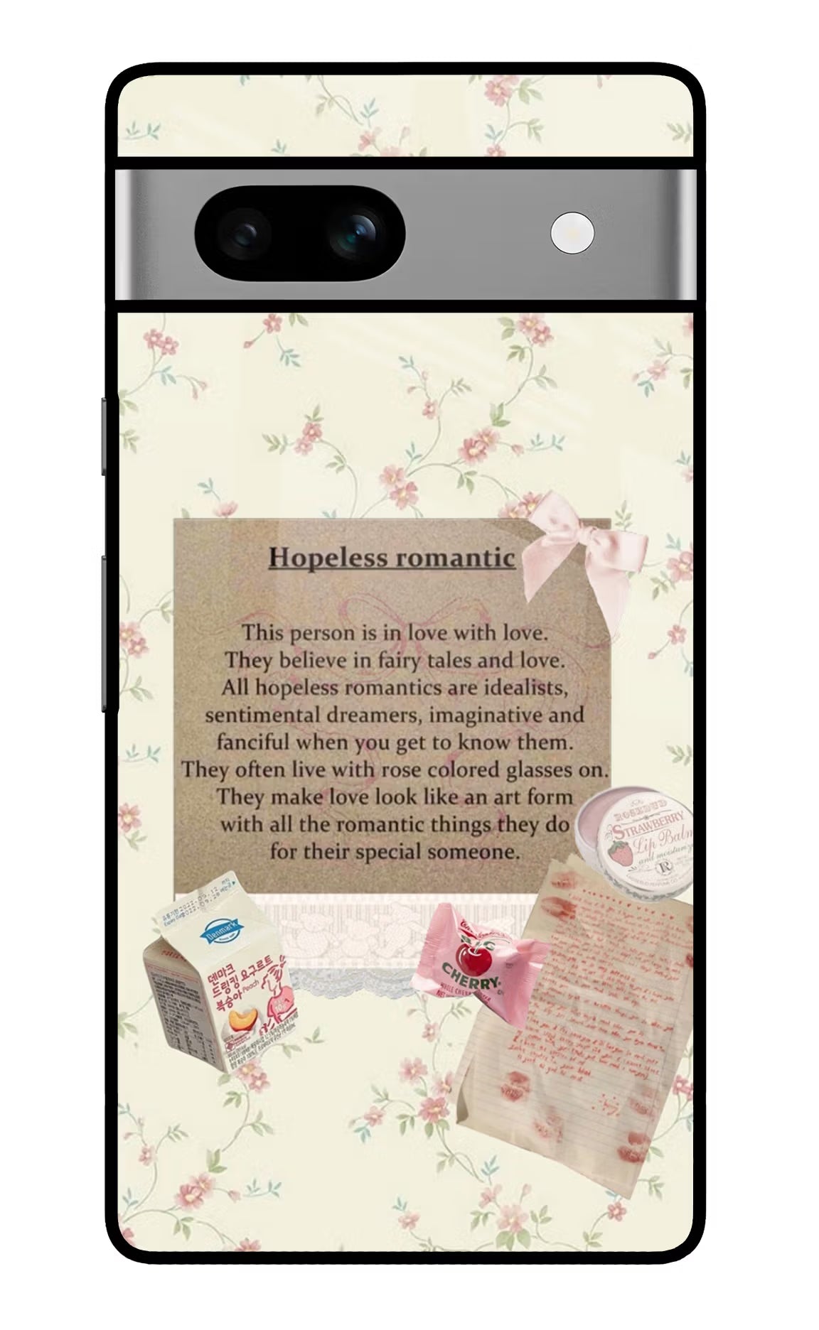 Hopeless Romantic Google Pixel 7A Glass Case Back Cover by Casekaro