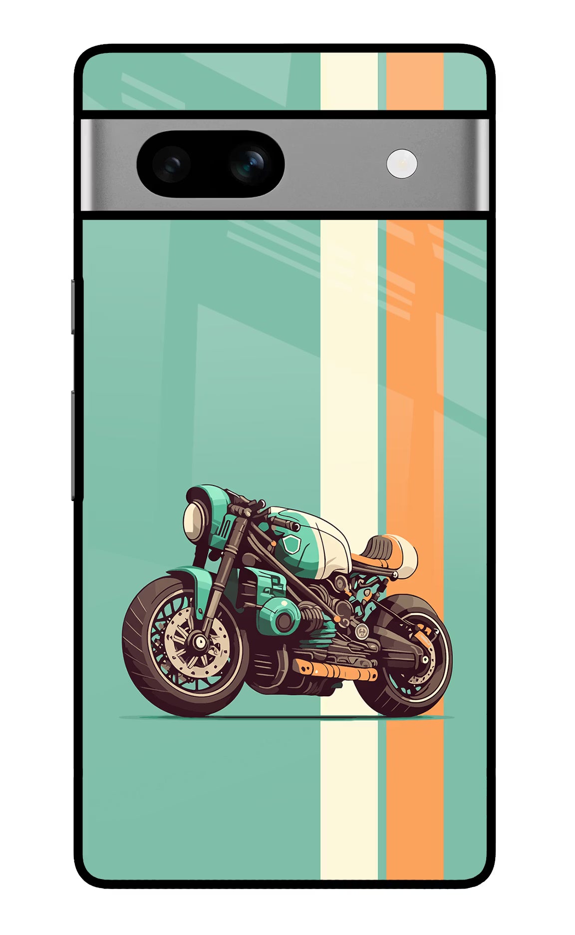 Striped Moto Drift Google Pixel 7A Glass Case Back Cover by Casekaro