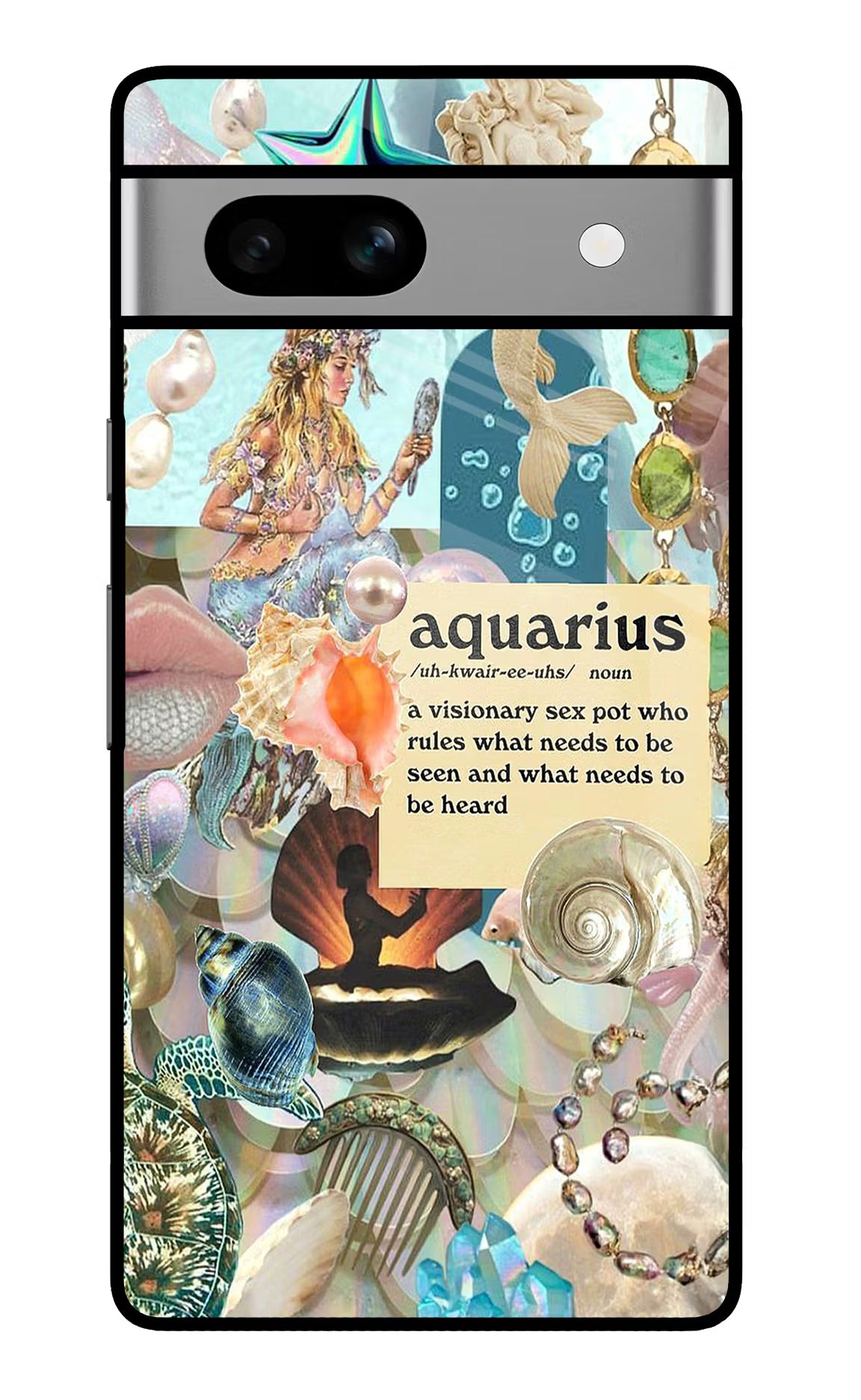 Aquarius Zodiac Google Pixel 7A Glass Case Back Cover by Casekaro