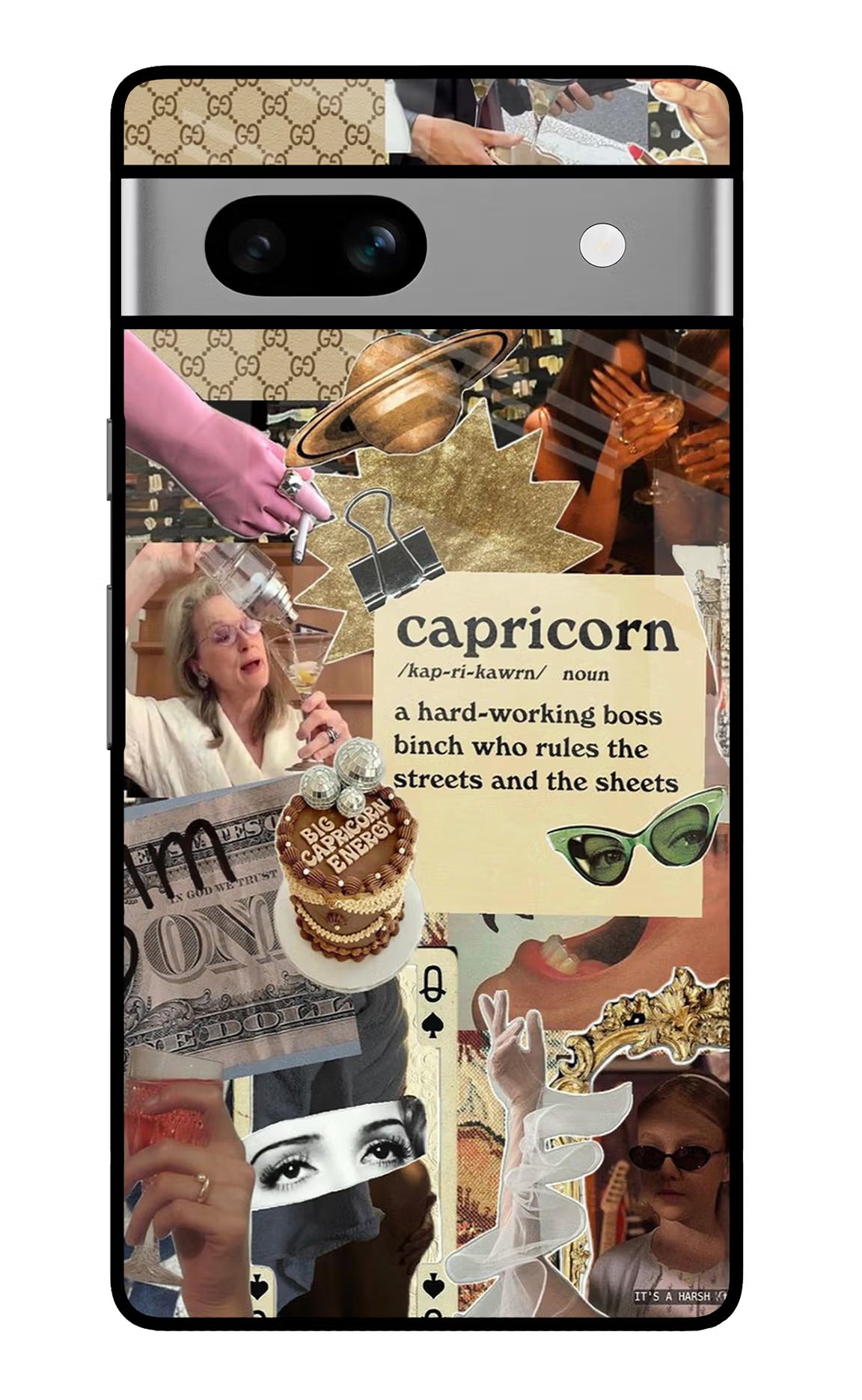 Capricorn Zodiac Google Pixel 7A Glass Case Back Cover by Casekaro
