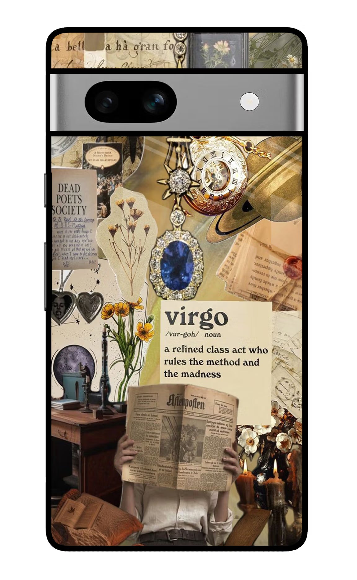 Virgo Zodiac Google Pixel 7A Glass Case Back Cover by Casekaro