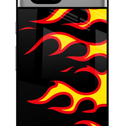 Side Sweep Flames Google Pixel 7A Glass Case Back Cover by Casekaro