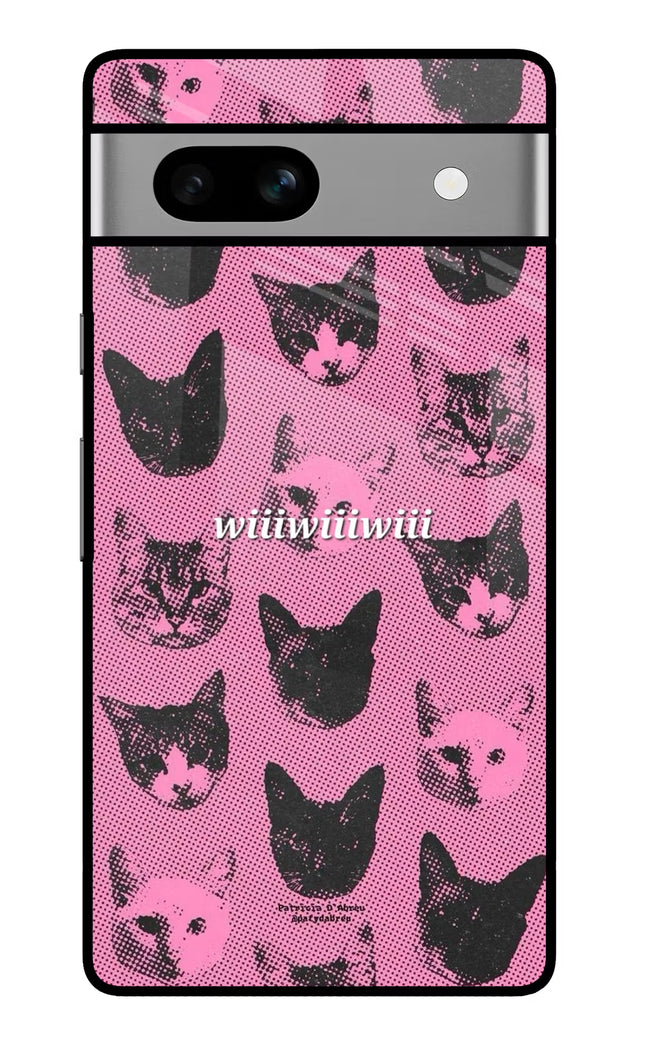 Pink Cats Google Pixel 7A Glass Case