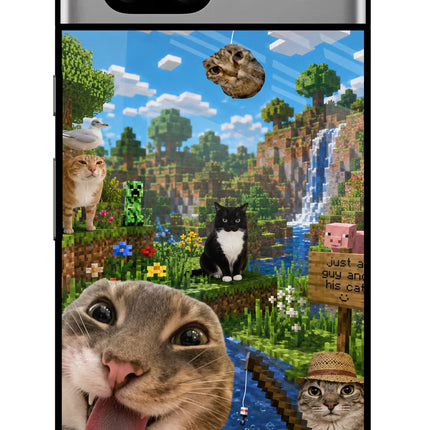 Minecraft Cat Chaos Google Pixel 7A Glass Case