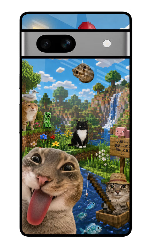 Minecraft Cat Chaos Google Pixel 7A Glass Case