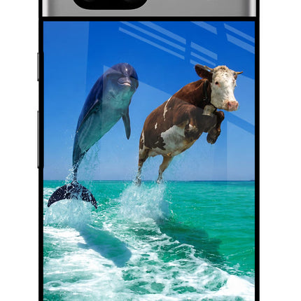 Dolphin vs Cow Google Pixel 7A Glass Case
