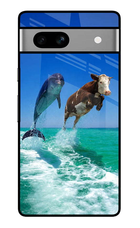 Dolphin vs Cow Google Pixel 7A Glass Case