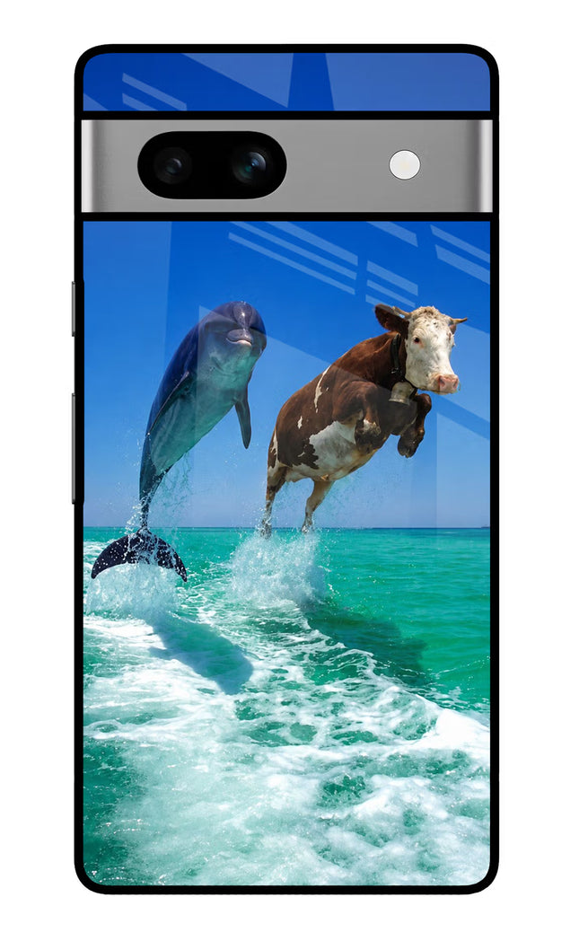 Dolphin vs Cow Google Pixel 7A Glass Case