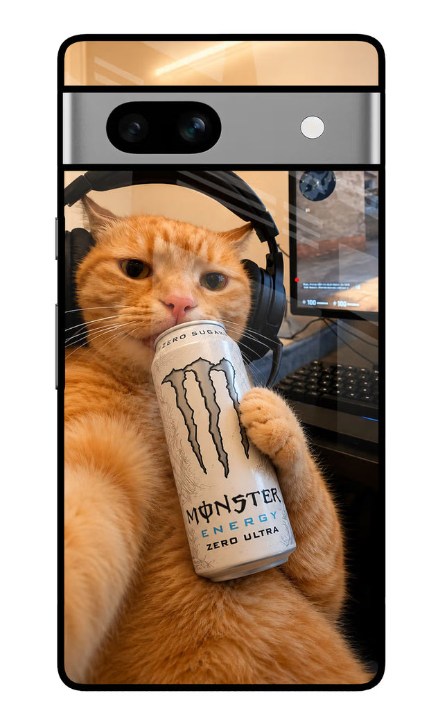 Gamer Cat Energy Google Pixel 7A Glass Case