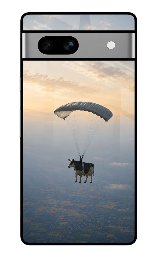 Skydiving Cow Google Pixel 7A Glass Case