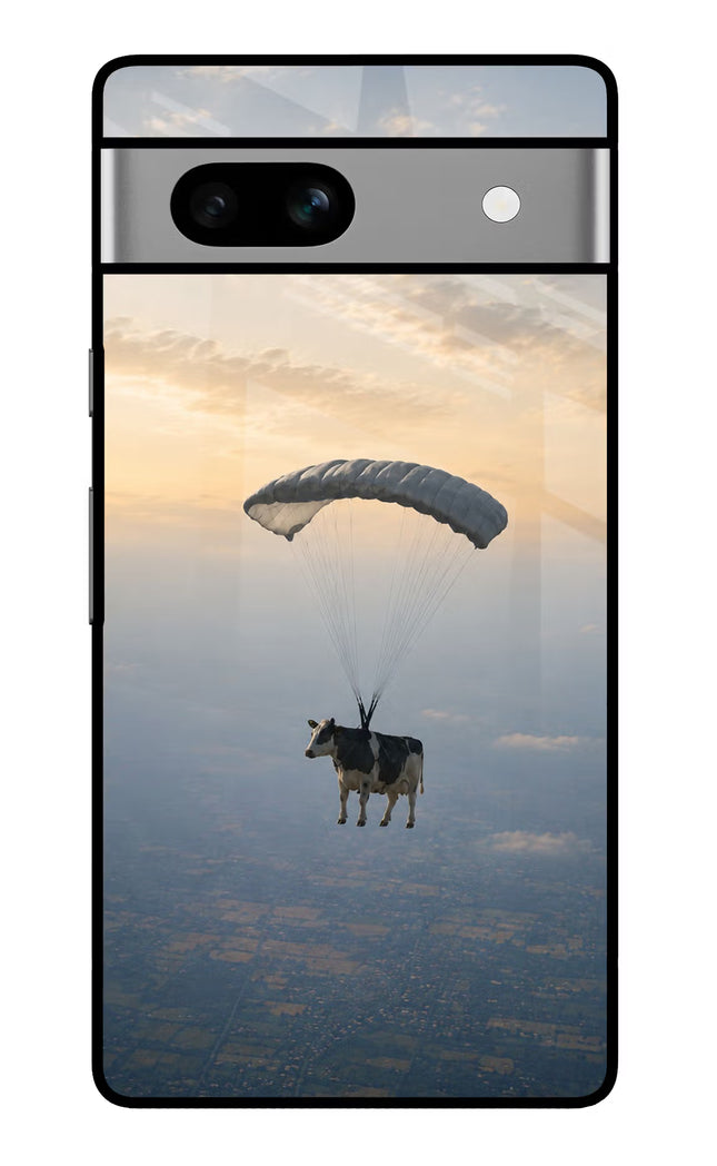 Skydiving Cow Google Pixel 7A Glass Case