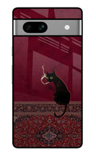 Midnight Cat Google Pixel 7A Glass Case