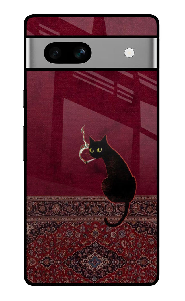 Midnight Cat Google Pixel 7A Glass Case
