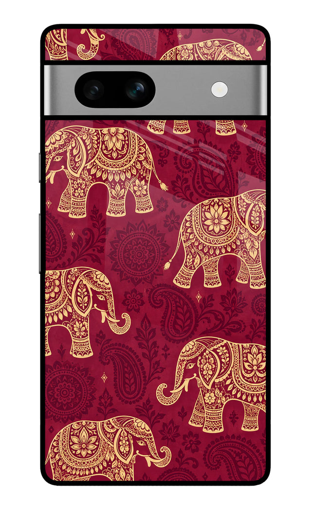 Maroon Elephant Google Pixel 7A Glass Case