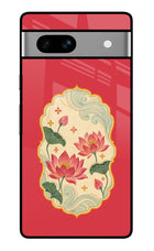 Pink Lotus Google Pixel 7A Glass Case Back Cover by Casekaro