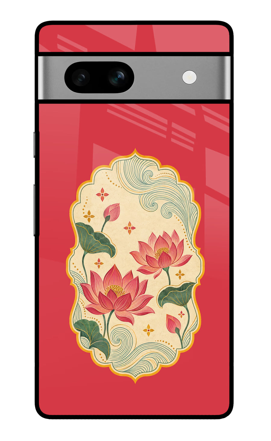 Pink Lotus Google Pixel 7A Back Cover, Glass case
