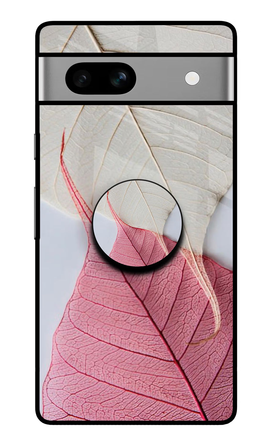 White Pink Leaf Google Pixel 7A Pop Case, Glass case