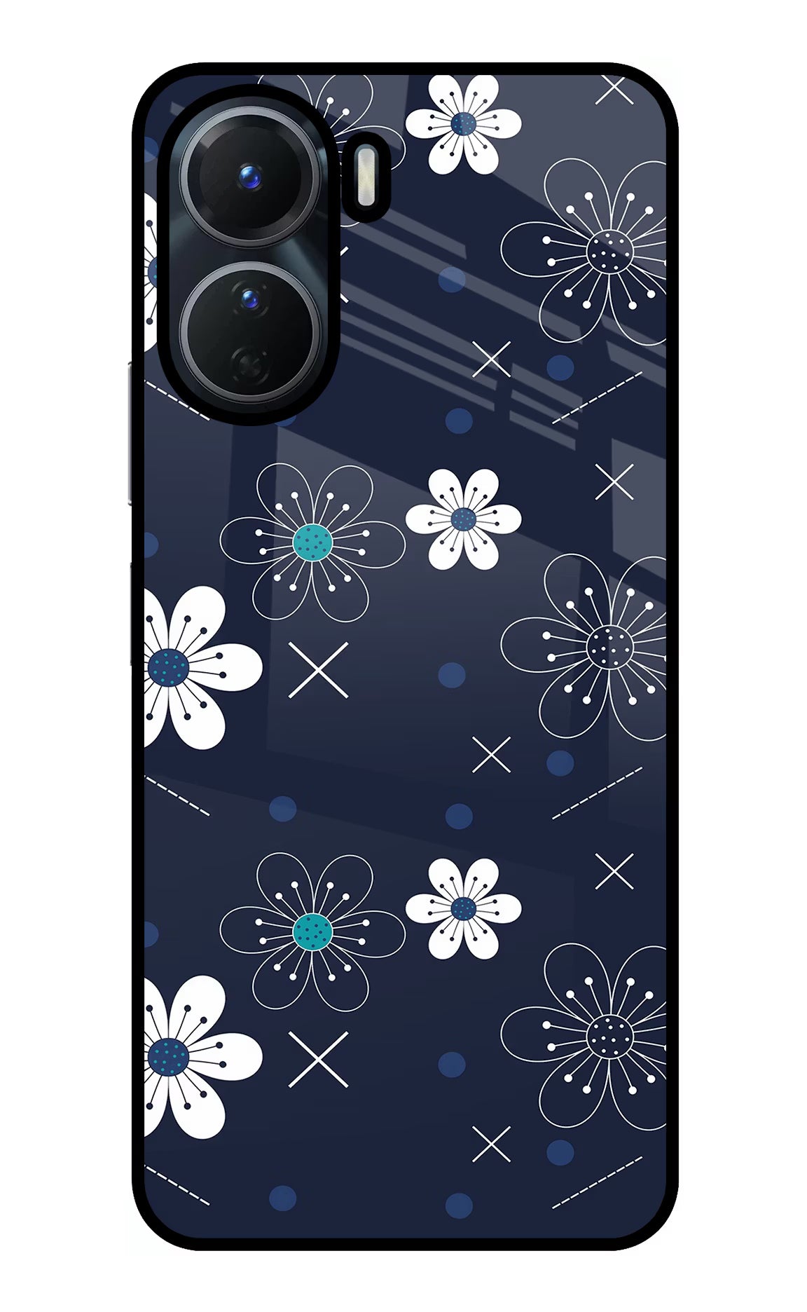 Flowers Vivo T2x 5G Glass Case Back Cover by Casekaro