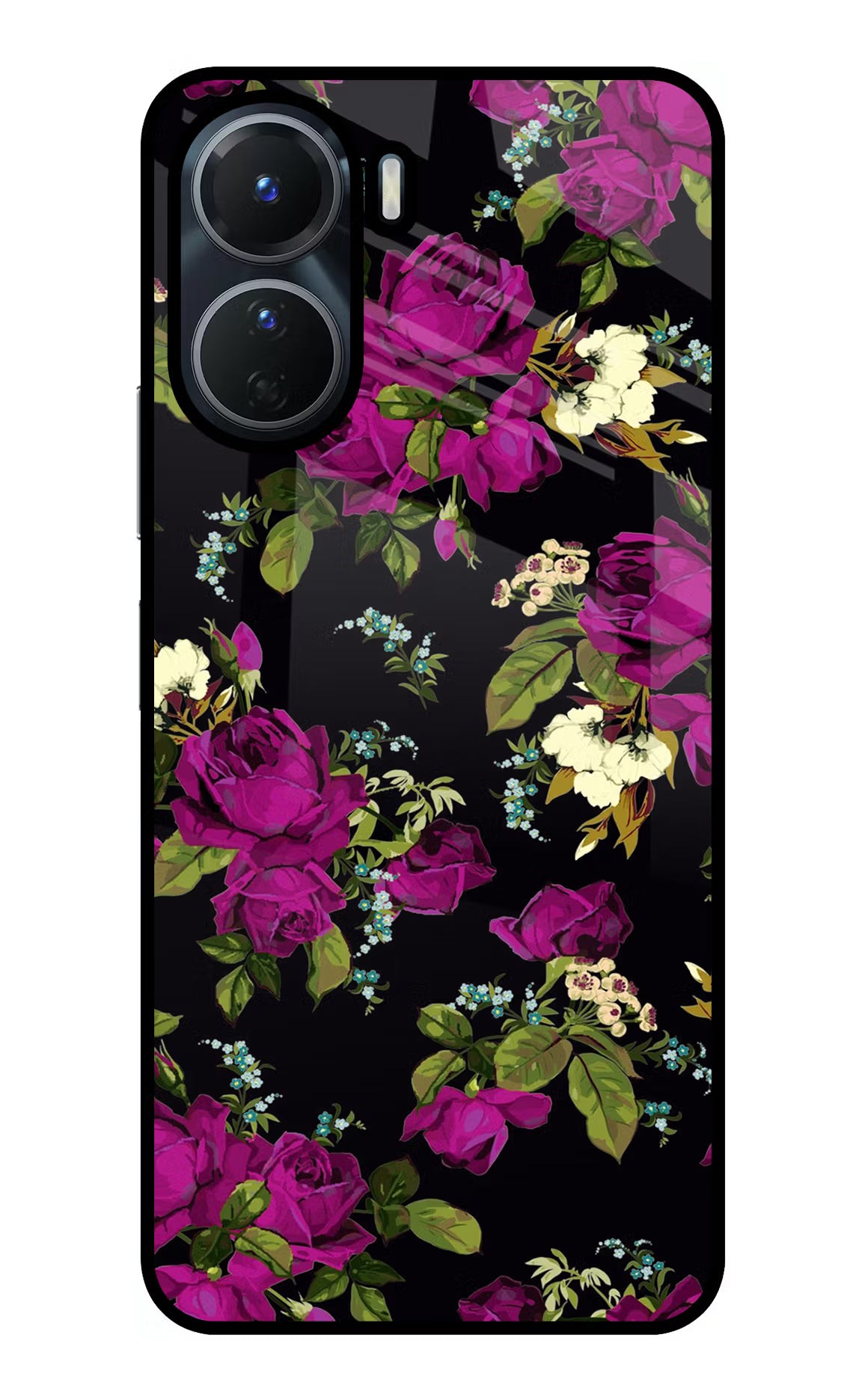 Flowers Vivo T2x 5G Glass Case Back Cover by Casekaro