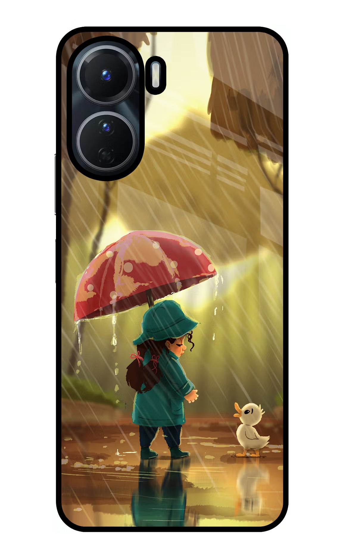 Rainy Day Vivo T2x 5G Glass Case Back Cover by Casekaro