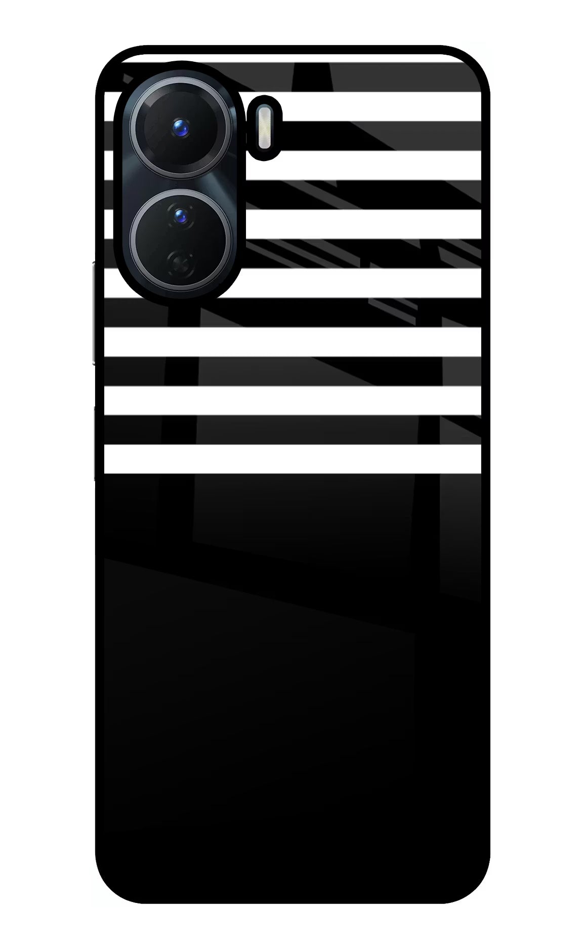 Black and White Print Vivo T2x 5G Glass Case Back Cover by Casekaro
