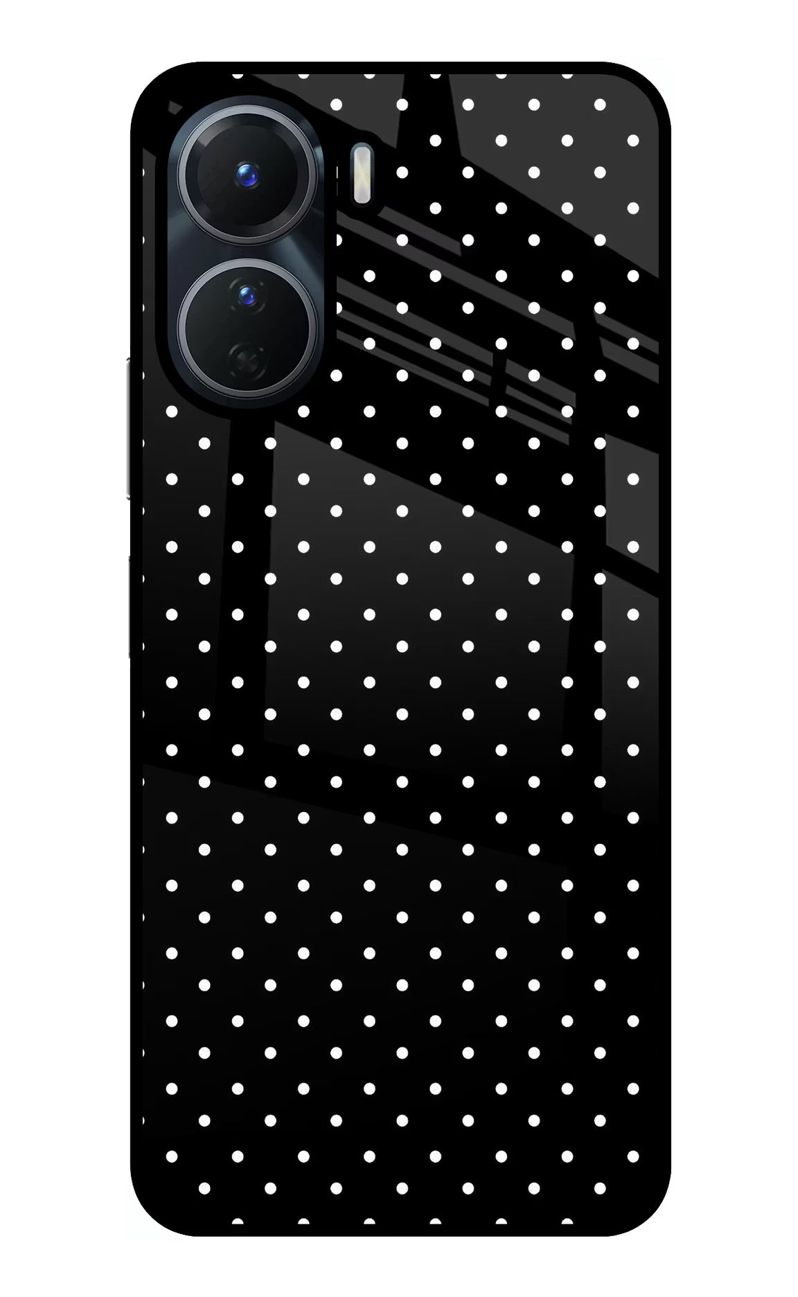 White Dots Vivo T2x 5G Glass Case Back Cover by Casekaro