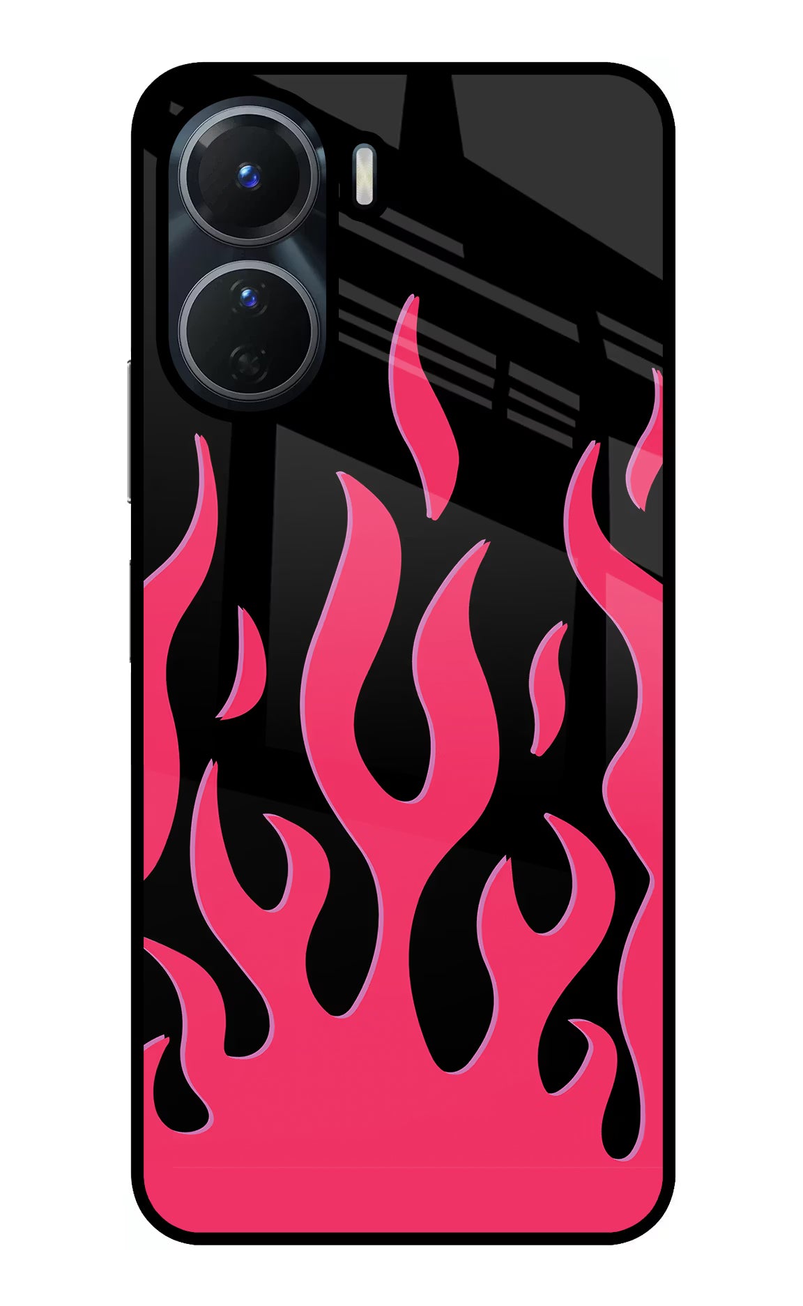 Fire Flames Vivo T2x 5G Glass Case Back Cover by Casekaro
