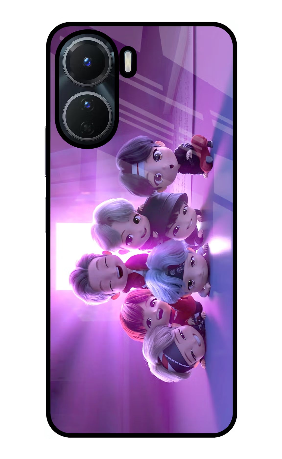 BTS Chibi Vivo T2x 5G Glass Case Back Cover by Casekaro