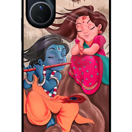Radhe Krishna Vivo T2x 5G Glass Case Back Cover by Casekaro