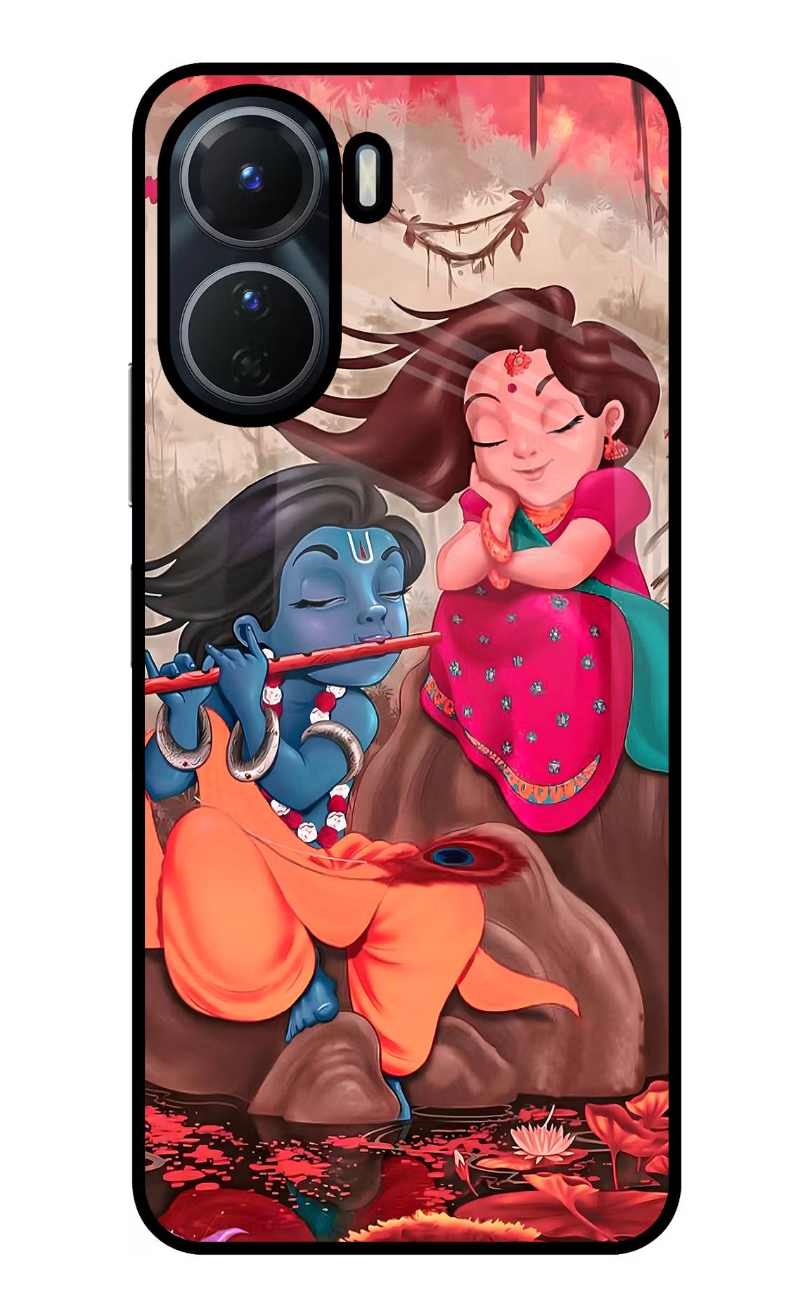 Radhe Krishna Vivo T2x 5G Glass Case Back Cover by Casekaro