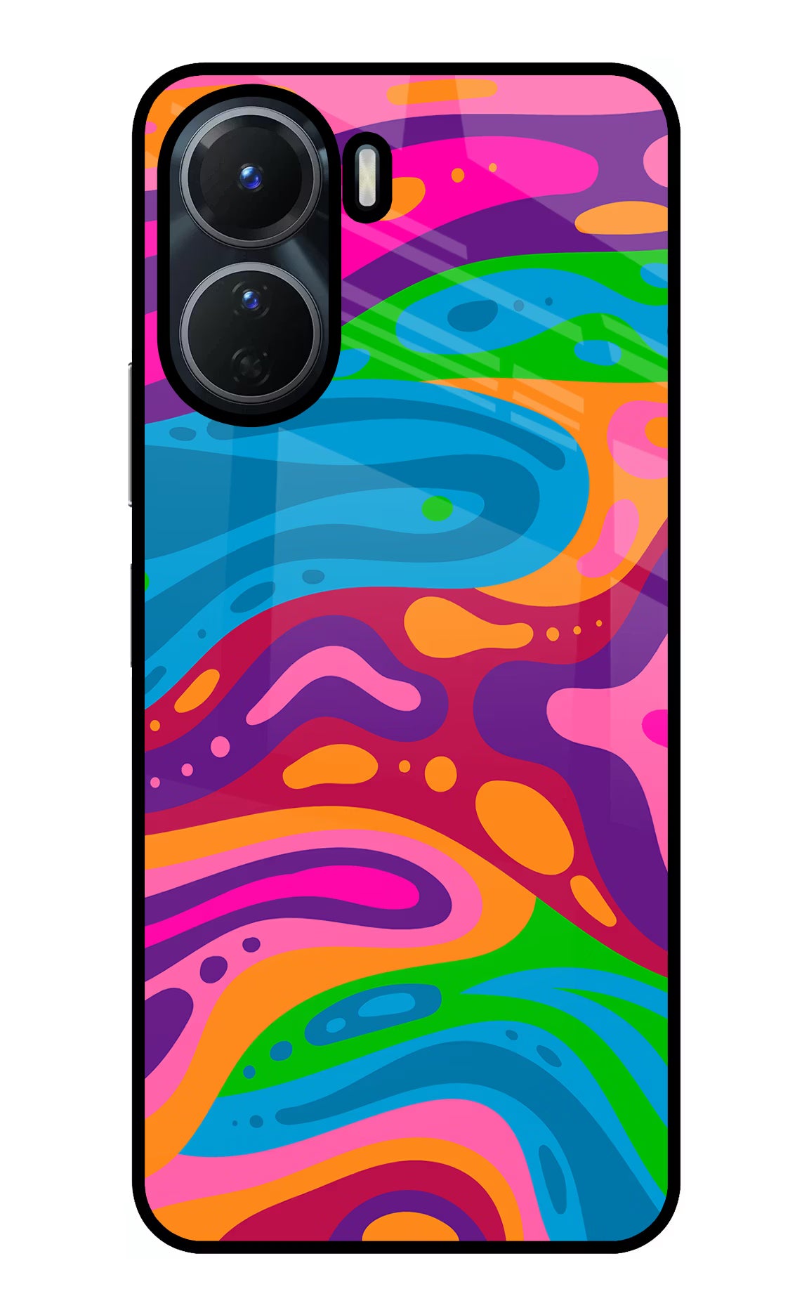 Trippy Pattern Vivo T2x 5G Glass Case Back Cover by Casekaro