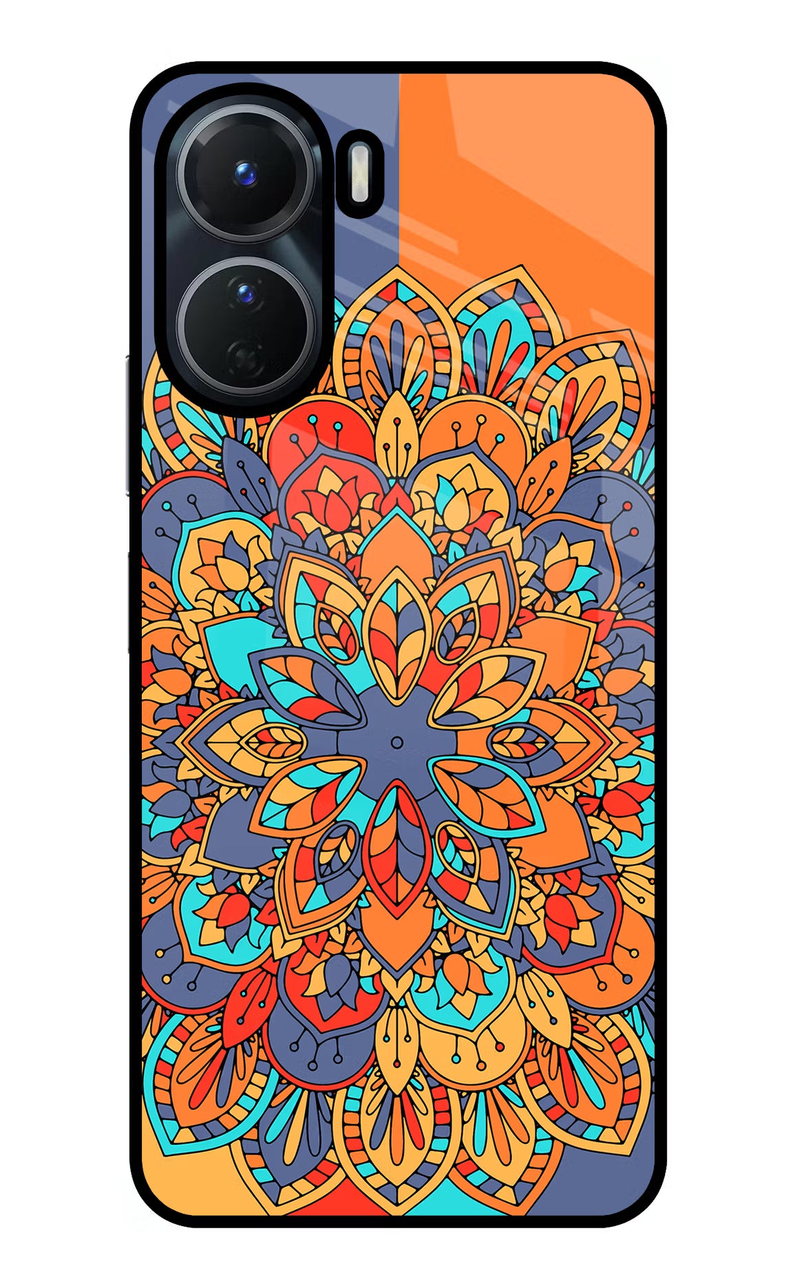 Color Mandala Vivo T2x 5G Glass Case Back Cover by Casekaro