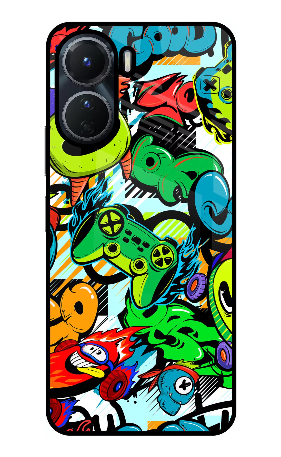 Game Doodle Vivo T2x 5G Glass Case Back Cover by Casekaro