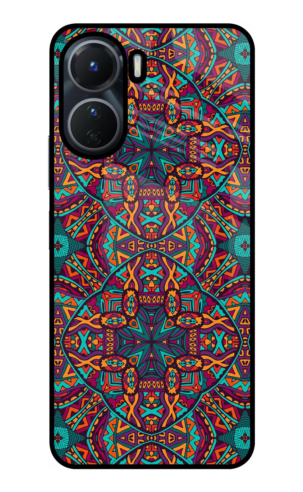 Colour Mandala Vivo T2x 5G Glass Case Back Cover by Casekaro